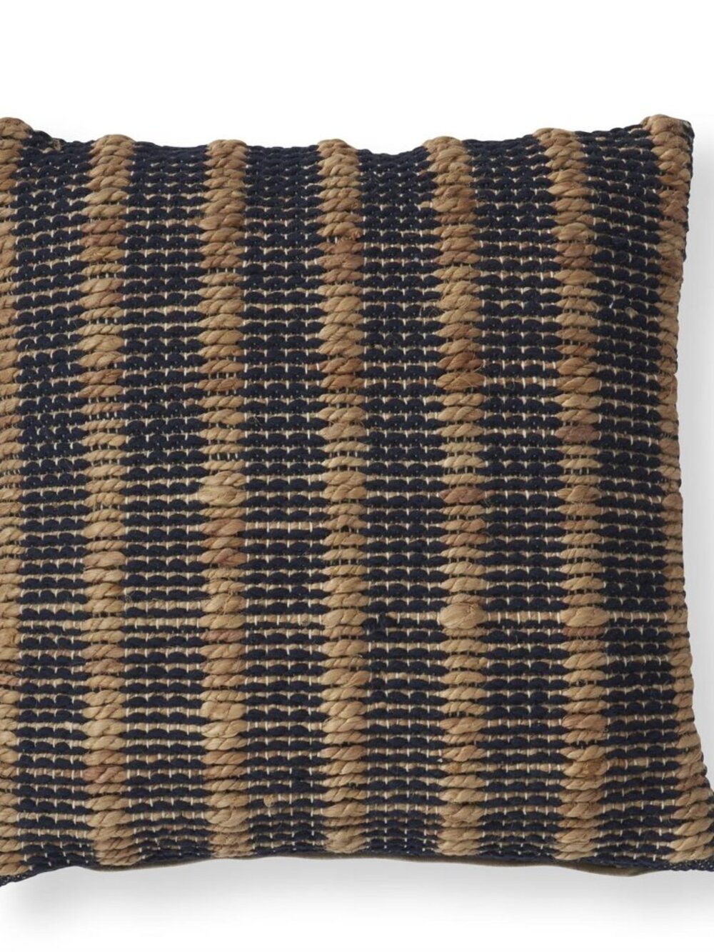 20 Inch Handwoven Navy Blue Cotton & Jute Pillow NEW